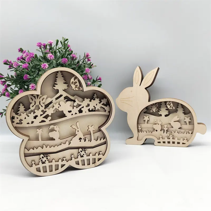 Regalo di Pasqua per bambini arte della parete Puzzle legno multistrato coniglietto di pasqua decorazione per la casa con vernice per pasqua