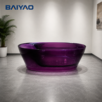 Baignoire autoportante ovale en résine transparente tendance, couleur personnalisable, pour hôtel, villa, salle de bain