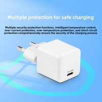 Chargeur Mini USB-C GaN 20W à Charge Rapide Ignifuge, Spécifications UE, Vente Chaude en Usine, pour Téléphones Android