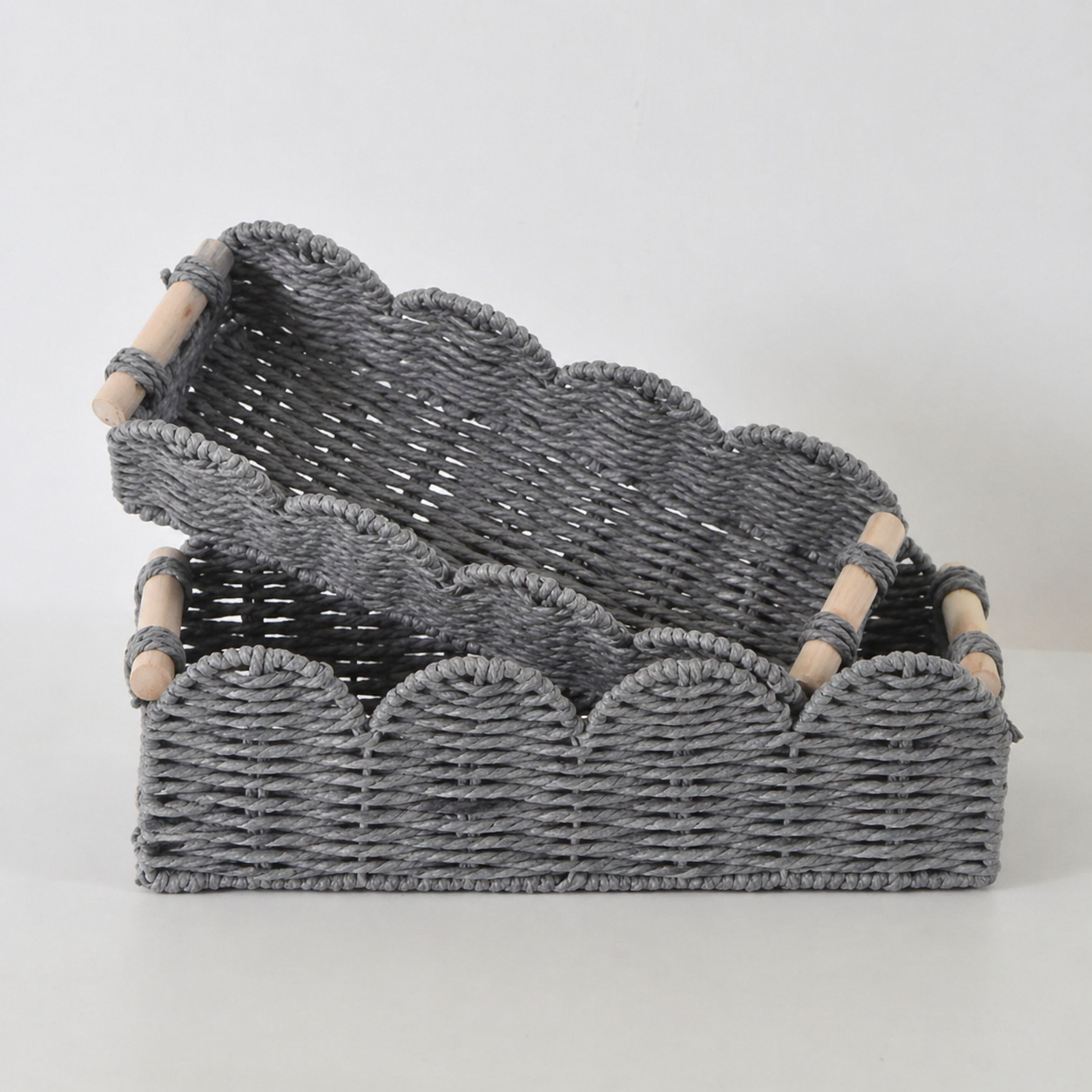 Encaje de cuerda de papel gris - Juego de 2 piezas