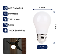 Haute Qualité A15 A45 LED Ampoule 8W 750LM Haute Lumen 120V 220V Opale Blanc Verre LED Filament Lampes Résidentielles Utilisation pour La Maison Hôtel