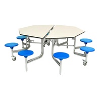 Table à manger pliante octogonale 7 places, pieds chromés, MDF 18 mm d'épaisseur, design moderne, garantie 15 ans, mobile, multifonctionnelle, pour l'école
