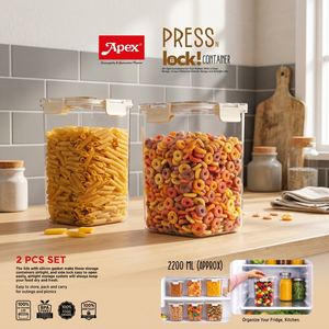ANAX Airtight Plastic Food Storage Containers Square <b>Canisters</b> with Lids Stackable Kitchen Pantry Jar <b>Set</b> 2200 ML - Product Image 2