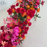 Guirlande de fleurs artificielles Phalaenopsis magenta et orange pour la décoration de table de mariage, vente en gros