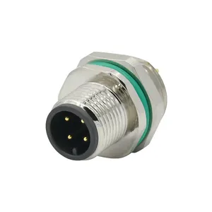 Rigoal M12 8-Pin Waterproof Socket 100mm IP67 Panel Mount Connectors Circular Connector with Male Receptacle Code Connectors