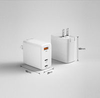 Pengisi daya dinding, 67W 2 * tipe-c & USB-A GaN, Port ganda Universal PD QC pengisi daya dinding cepat untuk Laptop, IPhone, Samsung, Tablet, dan lainnya