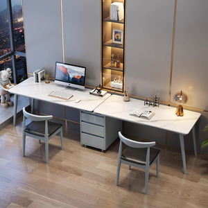 أثاث غرفة نوم صغيرة بيضاء كريم MDF أعلى مكتب الكمبيوتر طاولة ضيقة طويلة - Product Image 3