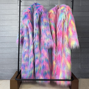 여성 슬림 페이크 퍼 자카드 화려한 퍼지 패딩 롱 스타일 수트 칼라 겨울 오버코트 - Product Image 2