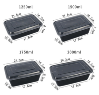Contenants alimentaires carrés jetables en PP transparents/noirs de 500 ml, 650 ml, 750 ml, 1000 ml, compatibles micro-ondes, en plastique – Vente chaude