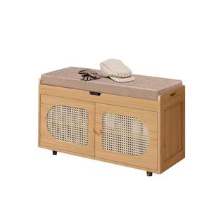 Solid wood <b>shoe</b> cabinet, walnut color, suitable for home use, with coat <b>rack</b>, integrated into living room and entryway, simple - Product Image 5