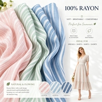 Tissu tissé 100 % rayonne à motifs rayés personnalisés, doux et respirant, 30s 45s, faible MOQ pour fabricants de vêtements et grossistes