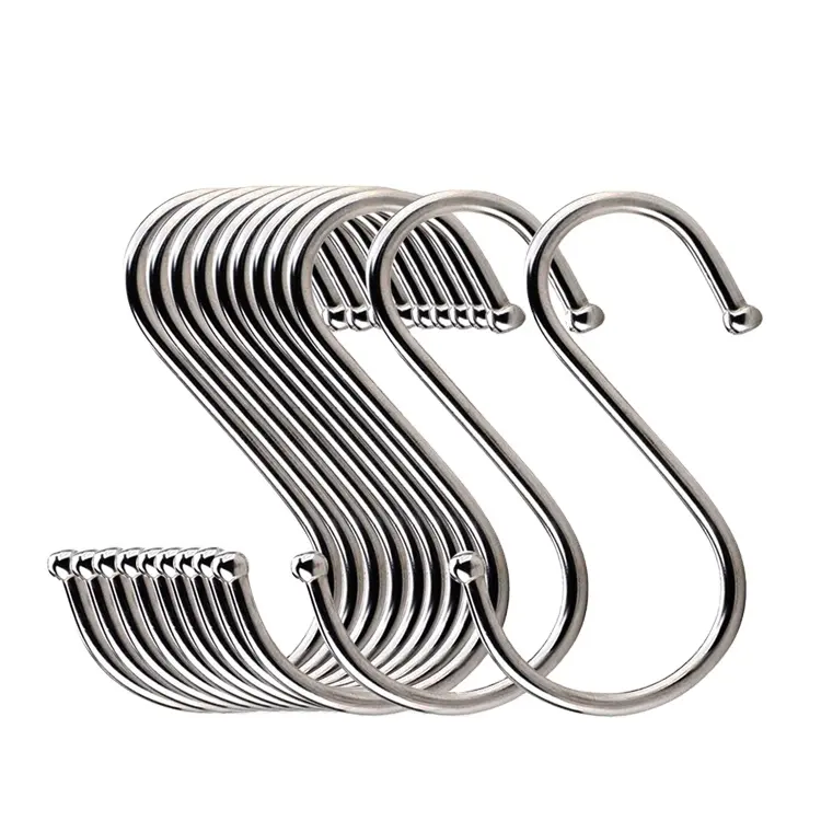 Stainless Steel Metal S Hooks Kitchen Pot Pan Hanger Clothes Storage Rack Polished For Your Pots And Pans, Utensils, Towels, Tie