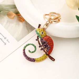Diamond Chameleon Keychain Bling Crystal Rhinestone Lizard Keyring Cute Animal Novelty Charm Pet <b>Gift</b> Gecko Style - Product Image 2
