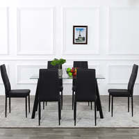 Ensemble 6 chaises en similicuir à dossier haut avec base en métal rectangulaire pour la salle à manger