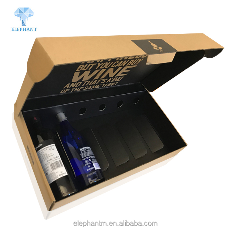 Luxury Folding Big Wine Kraft Printing Boxes 6 Wine Bottles Packaging Gift With Custom Logo