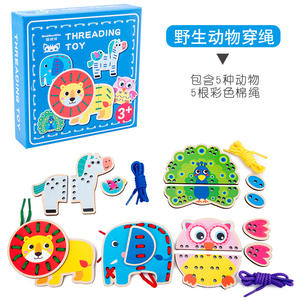 Juego de enhebrado de madera para niños, animales con cordones de tráfico, tarjeta de cuerda, juguetes educativos de madera - Product Image 5