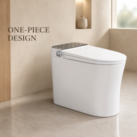 WC intelligent à poser au sol, sans bride, avec bidet intégré, chasse d'eau automatique, siège chauffant, télécommande, en céramique