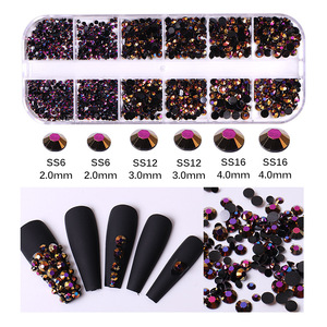 Set de 12 Tiras Largas de Diamantes de Imitación Acrílicos para Uñas, Decoración de Diamantes, Joyería de Uñas con Diamantes Redondos de Fondo Plano de Colores Acrílicos - Product Image 4