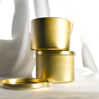 Mini 2oz 1oz forme ronde bougie noire conteneur en étain boîte en métal sans couture peut avec bec verseur pour Massage