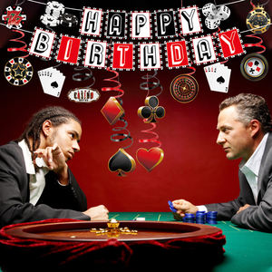 Décoration de fête d'anniversaire de club de Las Vegas avec pendentif spirale de drapeau de ballon de fête à thème de casino moderne - Product Image 1