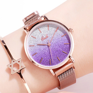 Subtil dégradé de couleur haute esthétique montre pour femme lumière luxe boucle magnétique quartz montre pour femme légère - Product Image 4