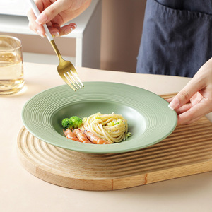Assiette à <span class=keywords><strong>soupe</strong></span> robuste <span class=keywords><strong>en</strong></span> céramique brossée de style américain, écologique, pour la maison, l'hôtel, le restaurant, les pâtes, les plats occidentaux, les fruits - Product Image 5