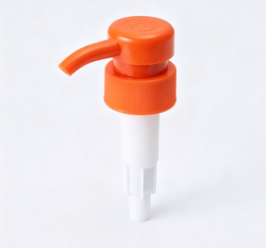Dispensador de plástico naranja al por mayor con cierre giratorio 30/410 para botellas de loción, jabón de manos, gel de ducha y cosméticos. - Product Image 1