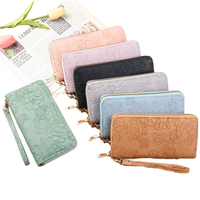 Dompet timbul untuk wanita, ritsleting panjang, desain modis, tempat uang kertas besar, tempat kartu kapasitas besar sederhana untuk wanita