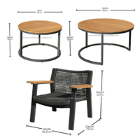 Conjunto de Sofás de Mimbre para Patio Exterior con Estructura de Aluminio Moderna OSMEN SPAIN, con Mesa de Centro de Teca Sólida para Jardín, Patio Trasero o Terraza