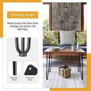 Pieds en acier robustes pour mobilier d'extérieur, salon, atelier, avec bases de protection et vis pour Mesa De Acero Muebles - Product Image 2