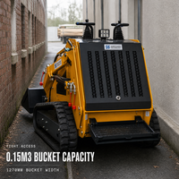 Mini-chargeuse compacte diesel à châssis étroit de 985 mm sans chenilles pour les travaux d'accès dans les allées étroites et les passages de portails
