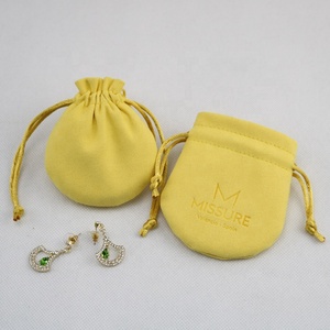Pochette d'emballage pour bijoux en microfibre suédée sur mesure avec cordon de serrage en velours rond et logo - Product Image 3