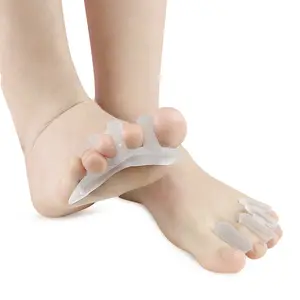 Corretor de dedão em gel, endireitador de silicone macio com elástico, 4 dedos do pé, separador de joanete, hallux valgus