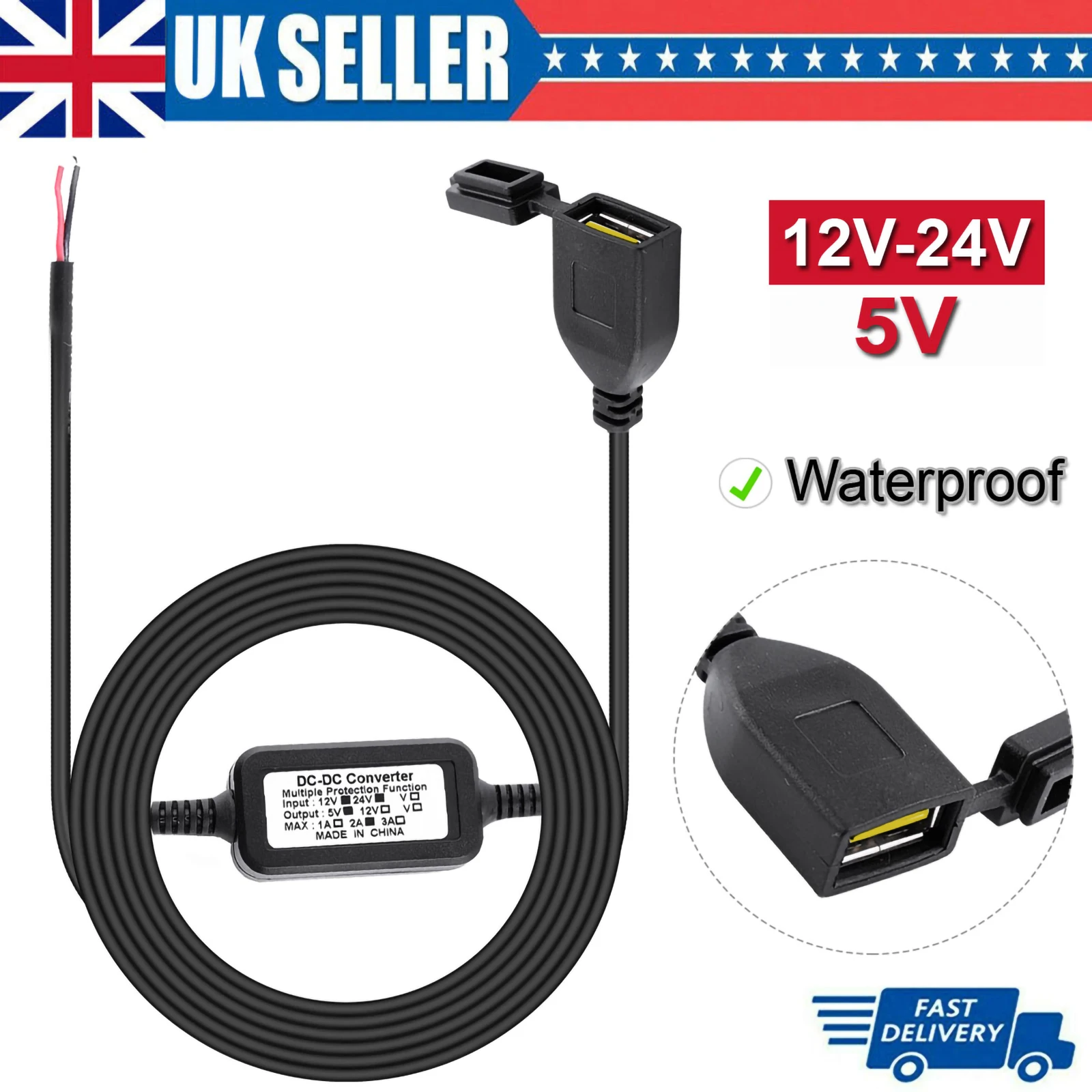 Chargeur USB Moto Étanche 12V 24V - Prise Allume-Cigare Robuste Pour Smartphone, GPS Et Tablette