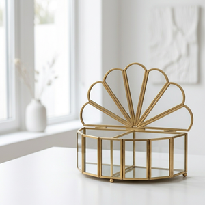 Wholesale Luxury Brass Framed Glass Jewelry Organizer Storage Box for Home Decoration - Product Image 2