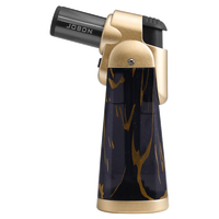 Briquet torche à flamme oblique coupe-vent en acier rechargeable au butane pour barbecue, cigares, cigarettes, cadeaux promotionnels, design bohème Vasipor
