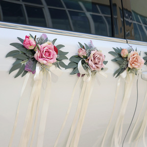 Elegante Decoración Vintage Desmontable para Espejo de Coche de Boda en <span class=keywords><strong>Color</strong></span> <span class=keywords><strong>Rosa</strong></span> Empolvado, Flor Artificial con Cinta para Manija de Puerta y Respaldo de Silla - Product Image 6