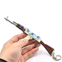 Porte-clés en métal de style jeu, modèle AK-47 de 18 cm, en alliage de zinc, modèle durci, jouet pistolet anime, exquis