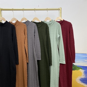 6435-1# New Winter <b>Dress</b> Sweater Material Slim Sleeves Fashionable Warm Muslim Women Classy Long <b>Dress</b> - Product Image 6