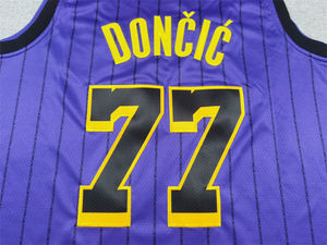 Maglia sportiva 2025 estate senza maniche maglia da basket ricamata Vintage viola per gli uomini Luka Doncic 77 # caratteristica traspirante - Product Image 2