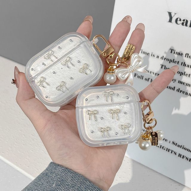 airpods 1 2 3 4 Gen Fashion Trendy Bow Silicone Gel Transparent Glitter for Airpods Pro 3 Earphone Case Wholesale