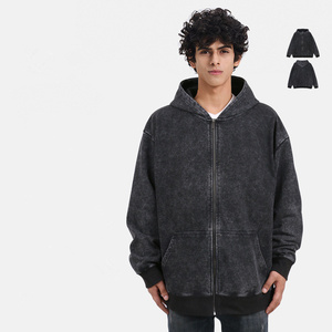 Felpa con Cappuccio da Uomo <span class=keywords><strong>Stile</strong></span> <span class=keywords><strong>Vintage</strong></span> OEM/ODM, con Zip, Ricamo 3D, Motivo Tinta Unita, Foderata in Pile, 100% Cotone, Cappotto Invernale - Product Image 3