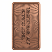 Koin Tembaga High Relief 1 Troy oz .999 Tembaga Murni Persegi Panjang Rhino Wildlife Bar Cetak UV Warna-warni Koin Tembaga