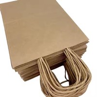Produit de premier plan, vente en gros, sac en papier kraft écologique personnalisé avec logo, brun, pour la restauration rapide à emporter