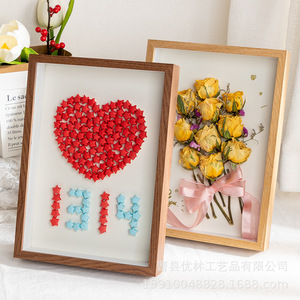 Dried Flower 3D Photo <b>Frame</b> Solid Wood Rectangle Handmade Decor For Living Room Bedroom Study - Product Image 2
