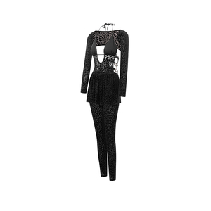 Conjuntos de mujer con estampado de leopardo y cuello en V de manga larga, conjuntos sexis sin espalda para mujer, Top y pantalones femeninos, conjuntos a juego - Product Image 2