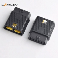 Conector Compacto Amarillo de 12V 24V OBD2 de 16 Pines Macho a Hembra, Adaptador Universal de Diagnóstico para Automóvil