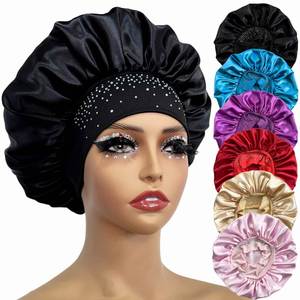 Gorro de satén sedoso con pedrería, gorro de seda casual para el cuidado del cabello, gorro de ducha, durag, gorro con diamantes para planchar, regalo promocional - Product Image 2