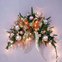 Guirlande de Noël en corne de cerf faite à la main, couleur café, avec lumières, pour porte extérieure, ornement suspendu, nœud, vente en gros d'usine JIAXUN