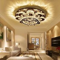 Lustre design moderne de luxe, forme de fleur, cristal, luminaire de plafond, LED pour salon